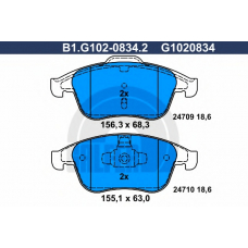 B1.G102-0834.2 GALFER Комплект тормозных колодок, дисковый тормоз