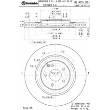 09.A731.21 BREMBO Тормозной диск