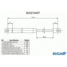 BGS10457 BUGIAD Газовая пружина, крышка багажник