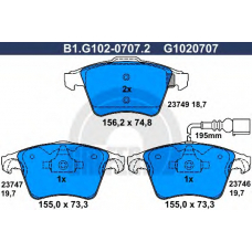 B1.G102-0707.2 GALFER Комплект тормозных колодок, дисковый тормоз