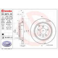 09.8874.30 BREMBO Тормозной диск