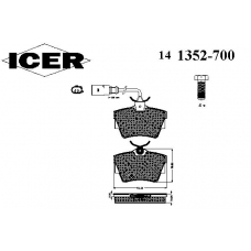 141352-700 ICER Комплект тормозных колодок, дисковый тормоз