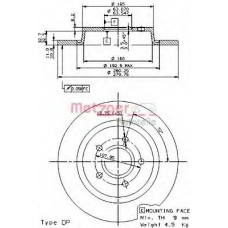 14901 V METZGER Тормозной диск