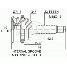 OJ-1404 InterParts Шарнирный комплект, приводной вал