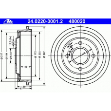 24.0220-3001.2 ATE Тормозной барабан