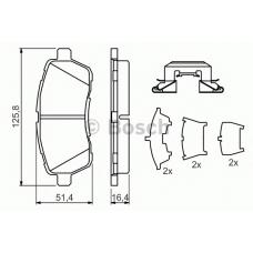 0 986 494 652 BOSCH Комплект тормозных колодок, дисковый тормоз