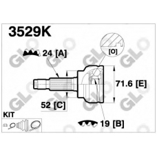 3529K GLO Шарнирный комплект, приводной вал