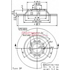 14850 V METZGER Тормозной диск