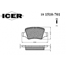 181510-701 ICER Комплект тормозных колодок, дисковый тормоз
