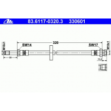 83.6117-0320.3 ATE Тормозной шланг