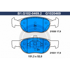 B1.G102-0469.2 GALFER Комплект тормозных колодок, дисковый тормоз