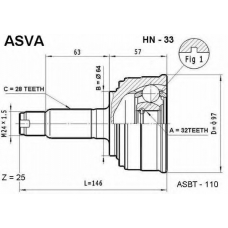 HN-33 ASVA Шарнирный комплект, приводной вал