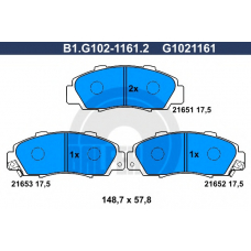 B1.G102-1161.2 GALFER Комплект тормозных колодок, дисковый тормоз