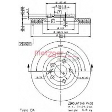 24513 E METZGER Тормозной диск