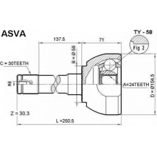 TY-58 ASVA Шарнирный комплект, приводной вал