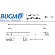 BGS11194 BUGIAD Газовая пружина, крышка багажник