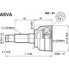 MZ-01 ASVA Шарнирный комплект, приводной вал