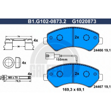 B1.G102-0873.2 GALFER Комплект тормозных колодок, дисковый тормоз