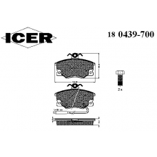 180439-700 ICER Комплект тормозных колодок, дисковый тормоз