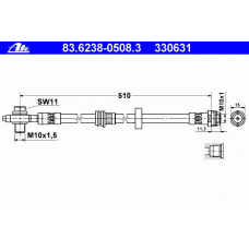 83.6238-0508.3 ATE Тормозной шланг