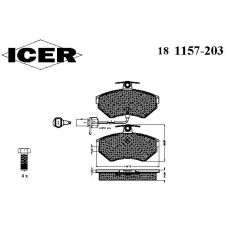 181157-203 ICER Комплект тормозных колодок, дисковый тормоз