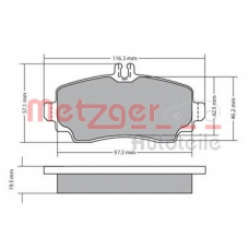 1170353 METZGER Комплект тормозных колодок, дисковый тормоз