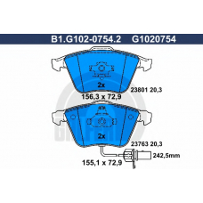 B1.G102-0754.2 GALFER Комплект тормозных колодок, дисковый тормоз