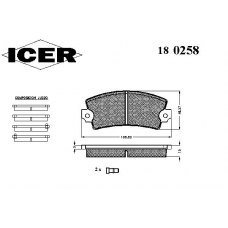 180258 ICER Комплект тормозных колодок, дисковый тормоз