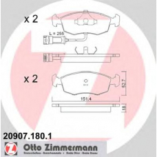 20907.180.1 ZIMMERMANN Комплект тормозных колодок, дисковый тормоз