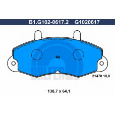 B1.G102-0617.2 GALFER Комплект тормозных колодок, дисковый тормоз