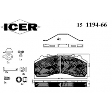 151194-066 ICER Комплект тормозных колодок, дисковый тормоз