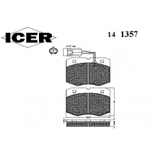 141357 ICER Комплект тормозных колодок, дисковый тормоз