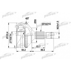 PCV1180 PATRON Шарнирный комплект, приводной вал