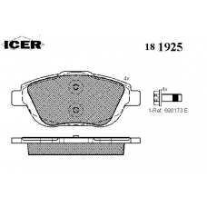181925 ICER Комплект тормозных колодок, дисковый тормоз