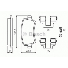 0 986 494 175 BOSCH Комплект тормозных колодок, дисковый тормоз