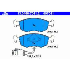 13.0460-7041.2 ATE Комплект тормозных колодок, дисковый тормоз