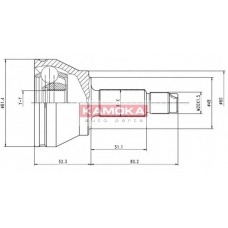 6512 KAMOKA Шарнирный комплект, приводной вал