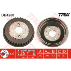 DB4288 TRW Тормозной барабан