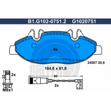 B1.G102-0751.2 GALFER Комплект тормозных колодок, дисковый тормоз
