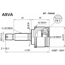 MT-PNA43 ASVA Шарнирный комплект, приводной вал