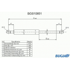 BGS10651 BUGIAD Газовая пружина, крышка багажник