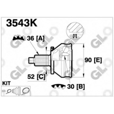 3543K GLO Шарнирный комплект, приводной вал