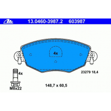 13.0460-3987.2 ATE Комплект тормозных колодок, дисковый тормоз