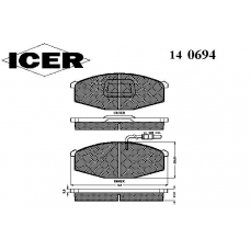 140694 ICER Комплект тормозных колодок, дисковый тормоз