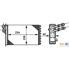 8FH 351 311-021 HELLA Теплообменник, отопление салона