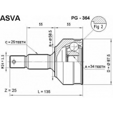 PG-364 ASVA Шарнирный комплект, приводной вал