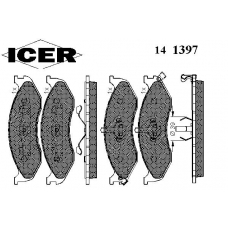 141397 ICER Комплект тормозных колодок, дисковый тормоз