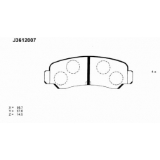 J3612007 NIPPARTS Комплект тормозных колодок, дисковый тормоз