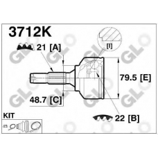 3712K GLO Шарнирный комплект, приводной вал