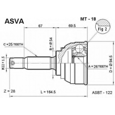 MT-18 ASVA Шарнирный комплект, приводной вал